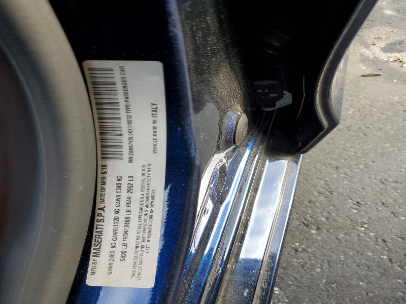 2019 Maserati Ghibli მანქანა იყიდება აუქციონზე, vin: ZAM57YSL3K1319232, აუქციონის ნომერი: 77889695