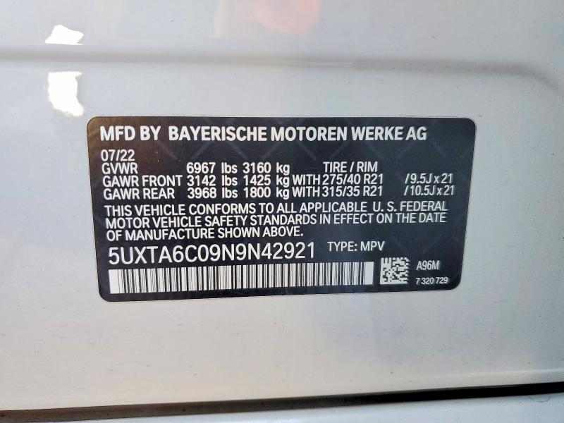 Продажа на аукционе авто 2022 Bmw X5, vin: 5UXTA6C09N9N42921, номер лота: 77069485