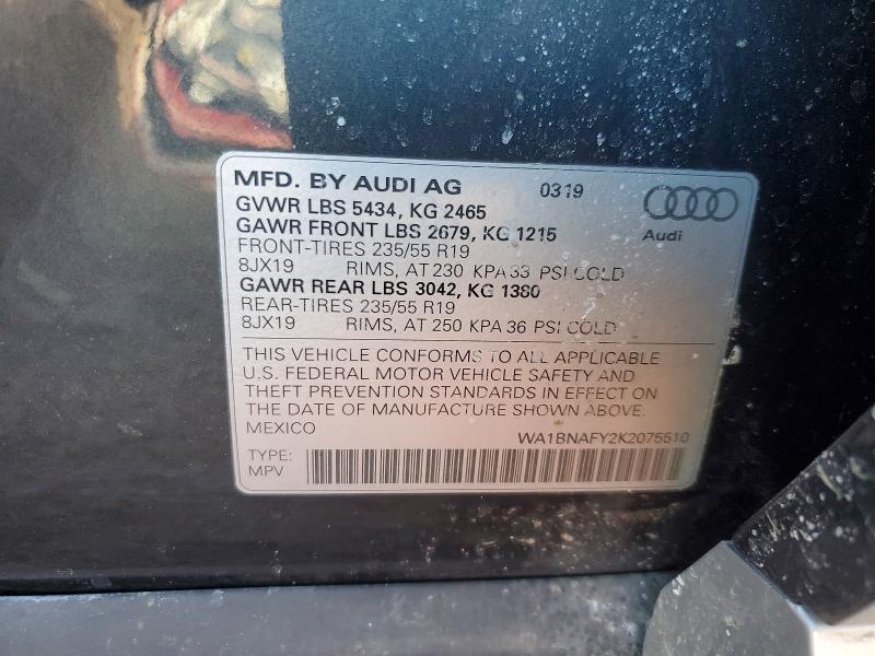 Aukcja sprzedaży 2019 Audi Q5, vin: WA1BNAFY2K2075510, numer aukcji: 76468485