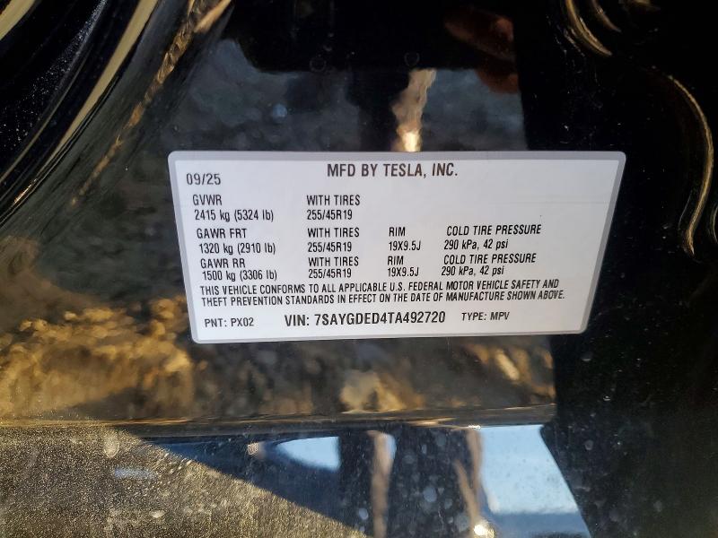 76849295 :رقم المزاد ، 7SAYGDED4TA492720 vin ، 2026 Tesla Model Y مزاد بيع