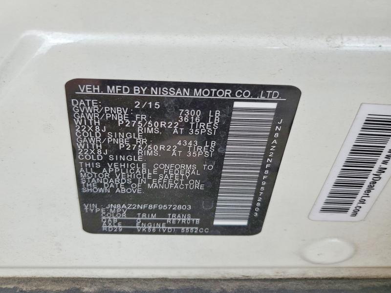 Aukcja sprzedaży 2015 Infiniti Qx80, vin: JN8AZ2NF8F9572803, numer aukcji: 78699585