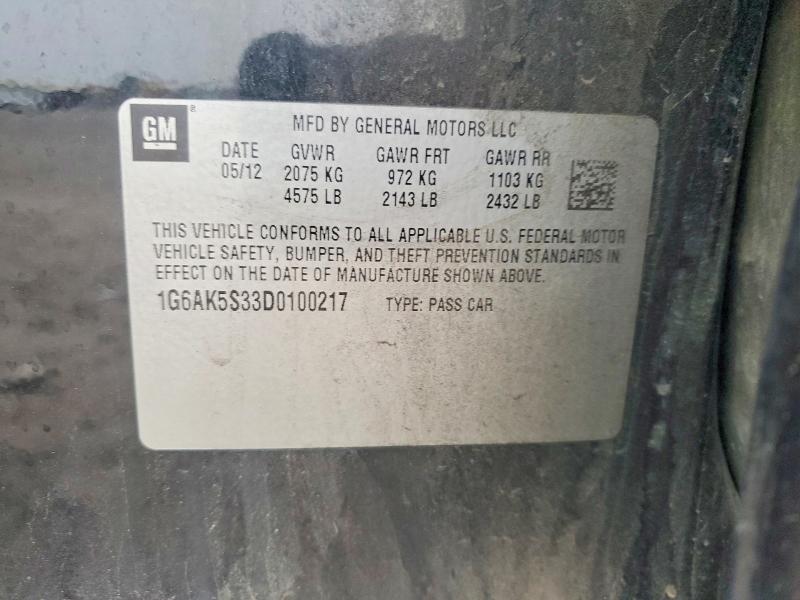 79259035 :رقم المزاد ، 1G6AK5S33D0100217 vin ، 2013 Cadillac Ats مزاد بيع