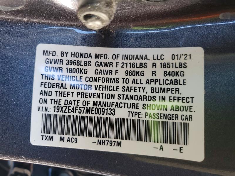 76816865 :رقم المزاد ، 19XZE4F57ME009133 vin ، 2021 Honda Insight مزاد بيع