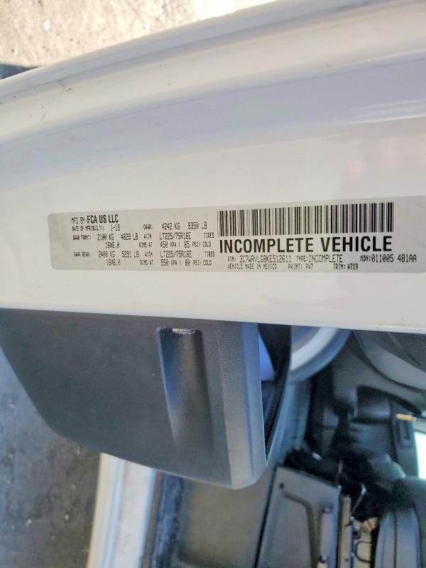 Продаж на аукціоні авто 2019 Ram Promaster 3500, vin: 3C7WRVLG8KE512611, номер лоту: 77313965