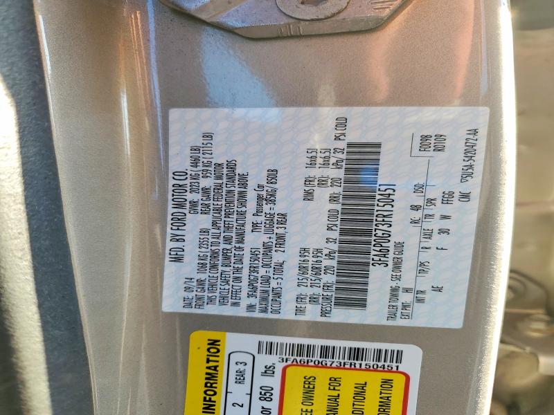 Продаж на аукціоні авто 2015 Ford Fusion S, vin: 3FA6P0G73FR150451, номер лоту: 76824945