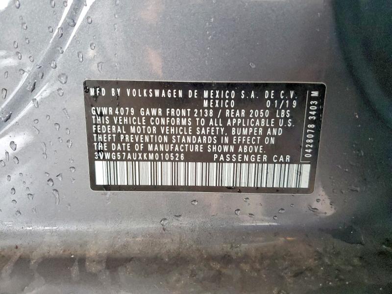 Aukcja sprzedaży 2019 Volkswagen Golf, vin: 3VWG57AUXKM010526, numer aukcji: 78999085
