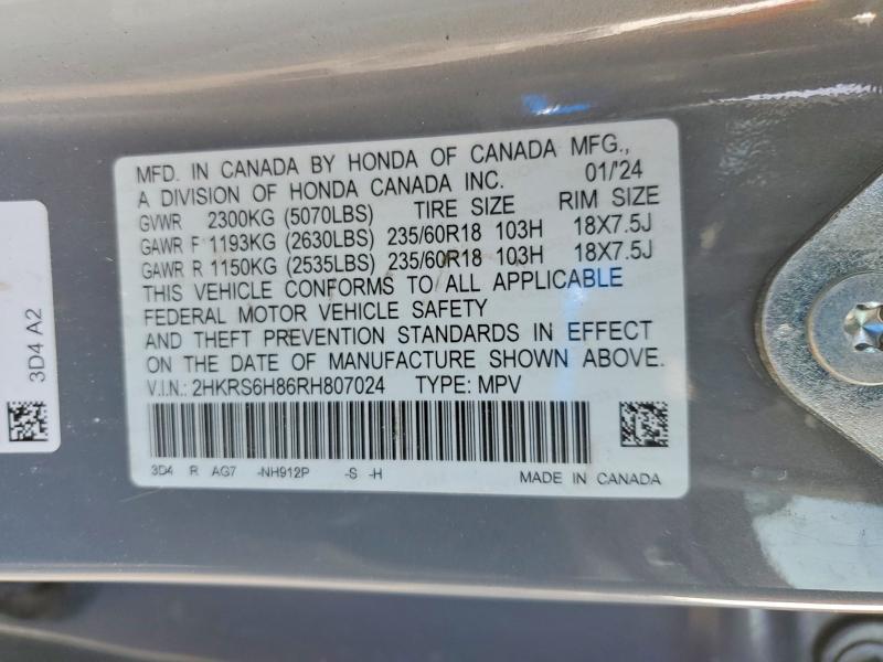 Продаж на аукціоні авто 2024 Honda Cr-v, vin: 2HKRS6H86RH807024, номер лоту: 74516805