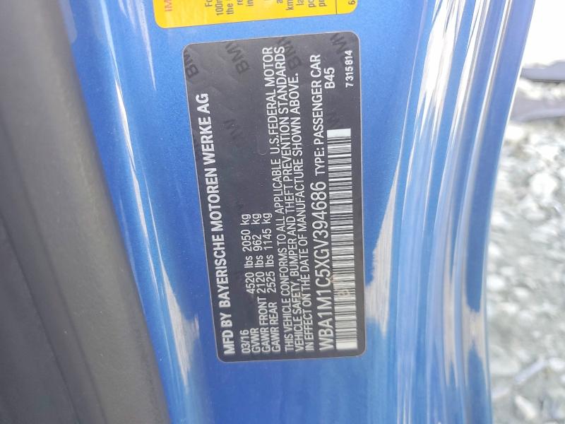 75823075 :رقم المزاد ، WBA1M1C5XGV394686 vin ، 2016 Bmw M235i مزاد بيع