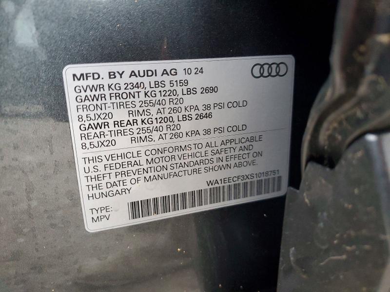 Продажа на аукционе авто 2025 Audi Q3, vin: WA1EECF3XS1018751, номер лота: 76020015