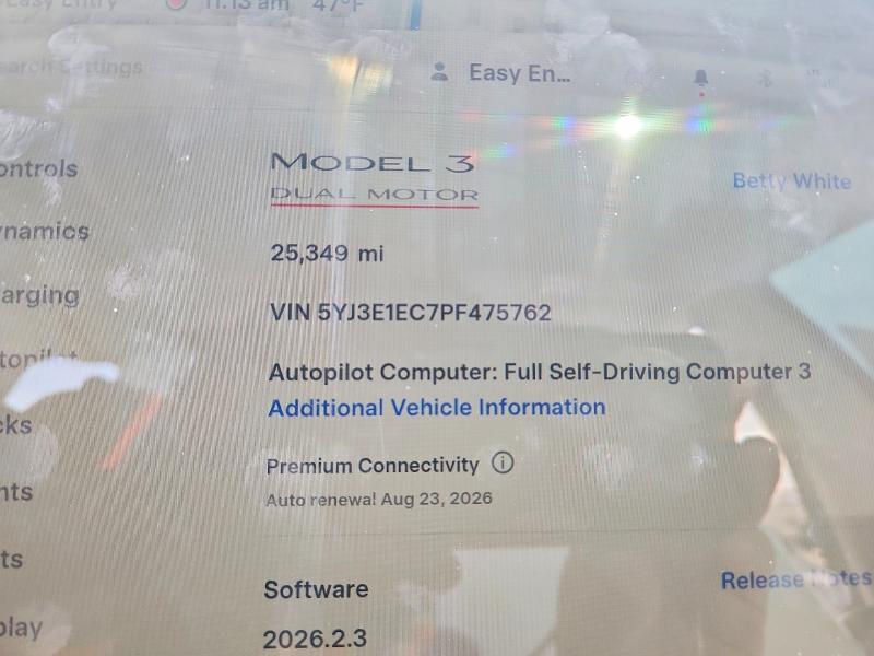 Продажа на аукционе авто 2023 Tesla Model 3, vin: 5YJ3E1EC7PF475762, номер лота: 78526775