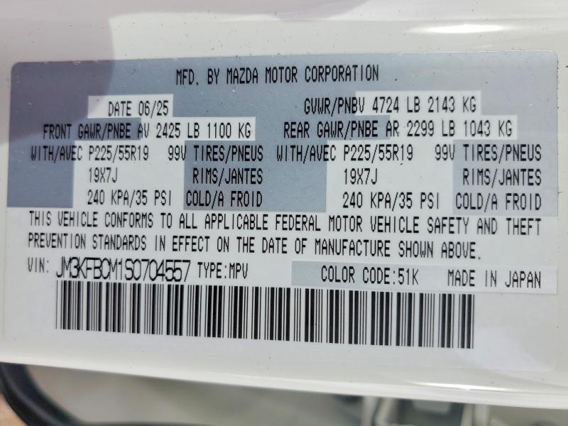 Aukcja sprzedaży 2025 Mazda Cx-5, vin: JM3KFBCM1S0704557, numer aukcji: 77304665