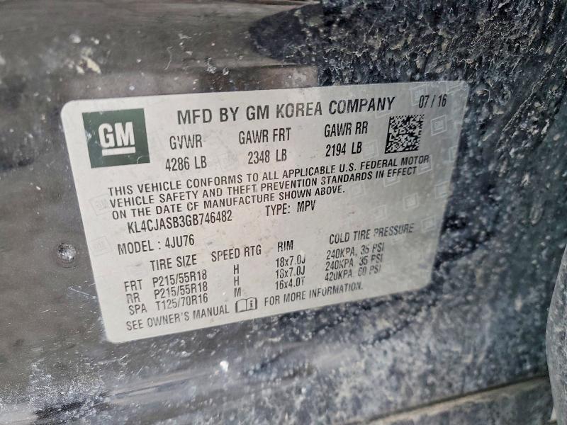 Aukcja sprzedaży 2016 Buick Encore, vin: KL4CJASB3GB746482, numer aukcji: 78796865