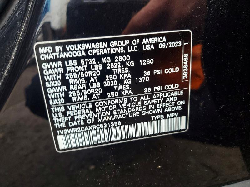 Aukcja sprzedaży 2024 Volkswagen Atlas, vin: 1V2WR2CAXRC521396, numer aukcji: 77611795