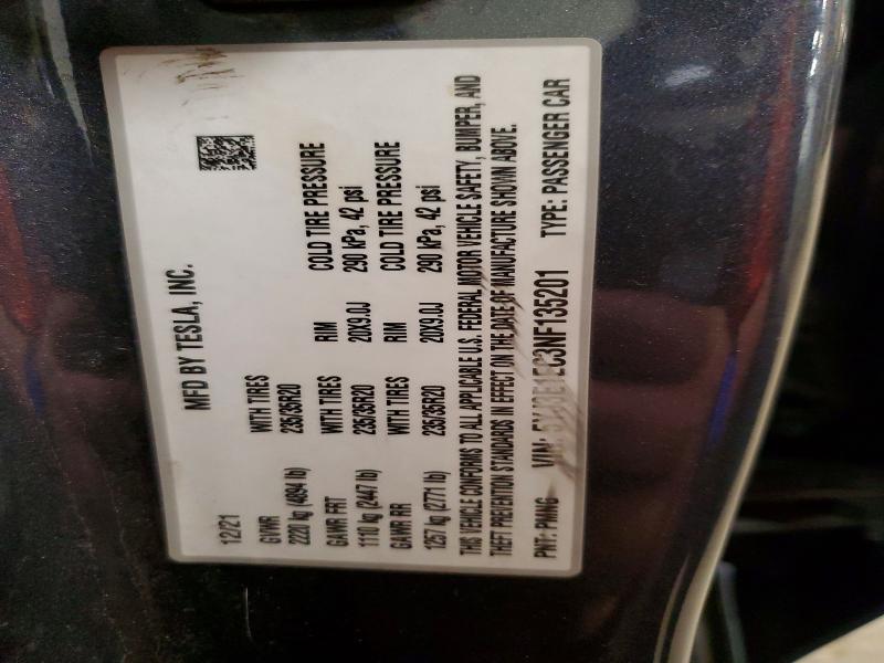 Продажа на аукционе авто 2022 Tesla Model 3, vin: 5YJ3E1EC3NF135201, номер лота: 77655465