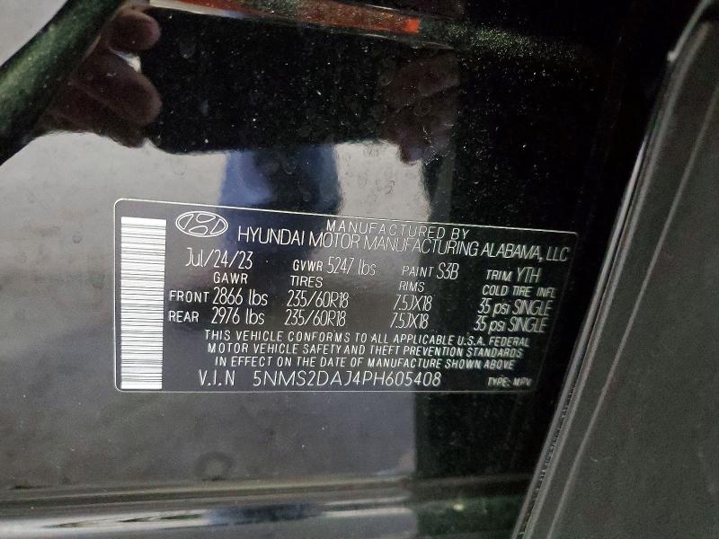77188105 :رقم المزاد ، 5NMS2DAJ4PH605408 vin ، 2023 Hyundai Santa Fe مزاد بيع