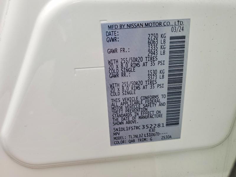 Продаж на аукціоні авто 2024 Infiniti Qx60, vin: 5N1DL1FS7RC352281, номер лоту: 77301525