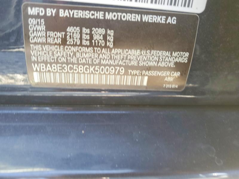 77175355 :رقم المزاد ، WBA8E3C58GK500979 vin ، 2016 Bmw 328 مزاد بيع