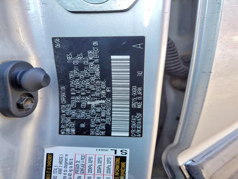 77613625 :رقم المزاد ، JTEBU14R960102042 vin ، 2006 Toyota 4runner مزاد بيع