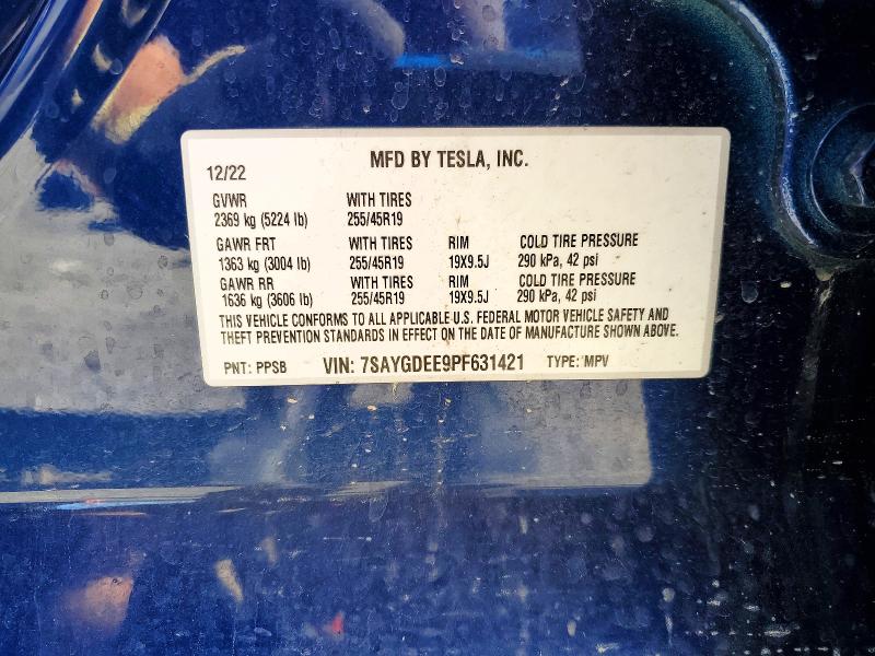 2023 Tesla Model Y მანქანა იყიდება აუქციონზე, vin: 7SAYGDEE9PF631421, აუქციონის ნომერი: 75788795