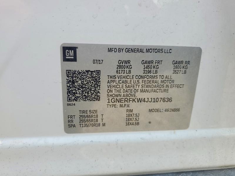 Продажа на аукционе авто 2018 Chevrolet Traverse L, vin: 1GNERFKW4JJ107636, номер лота: 78028155