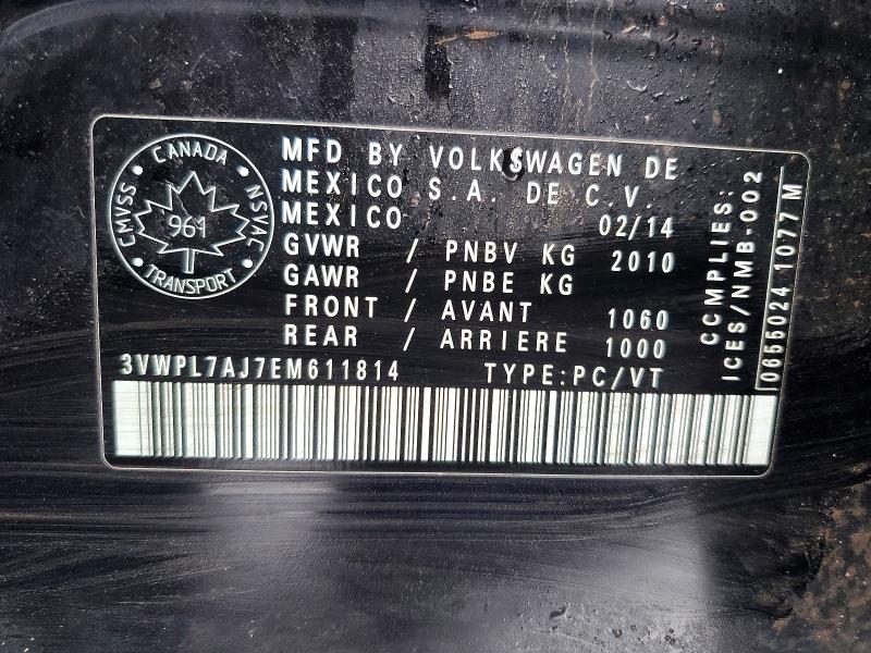 Aukcja sprzedaży 2014 Volkswagen Jetta, vin: 3VWPL7AJ7EM611814, numer aukcji: 78423045