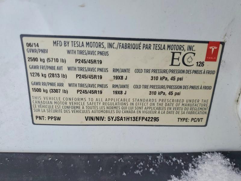 Продаж на аукціоні авто 2014 Tesla Model S, vin: 5YJSA1H13EFP42295, номер лоту: 72766965