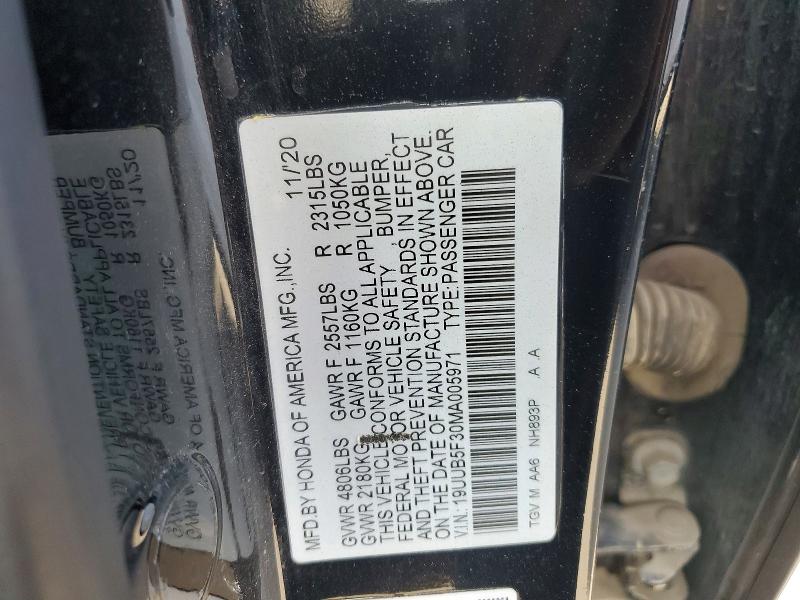 79100485 :رقم المزاد ، 19UUB5F30MA005971 vin ، 2021 Acura Tlx مزاد بيع