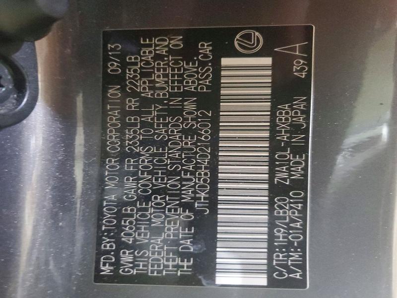 Продаж на аукціоні авто 2013 Lexus Ct 200h, vin: JTHKD5BH4D2166012, номер лоту: 76640875