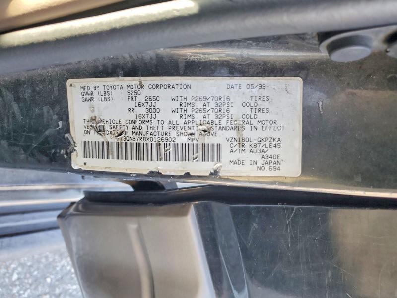 78735605 :رقم المزاد ، JT3GN87R8X0126902 vin ، 1999 Toyota 4runner مزاد بيع