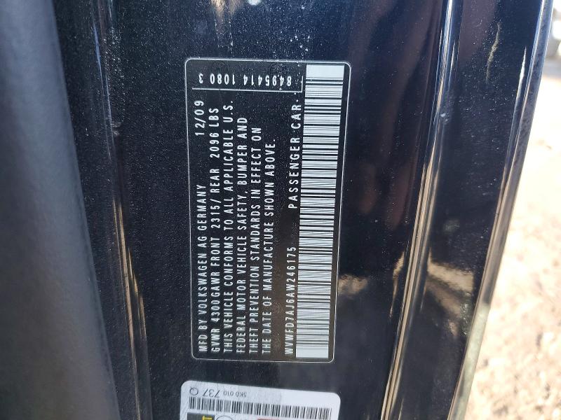 2010 Volkswagen Gti მანქანა იყიდება აუქციონზე, vin: WVWFD7AJ6AW246175, აუქციონის ნომერი: 76132995