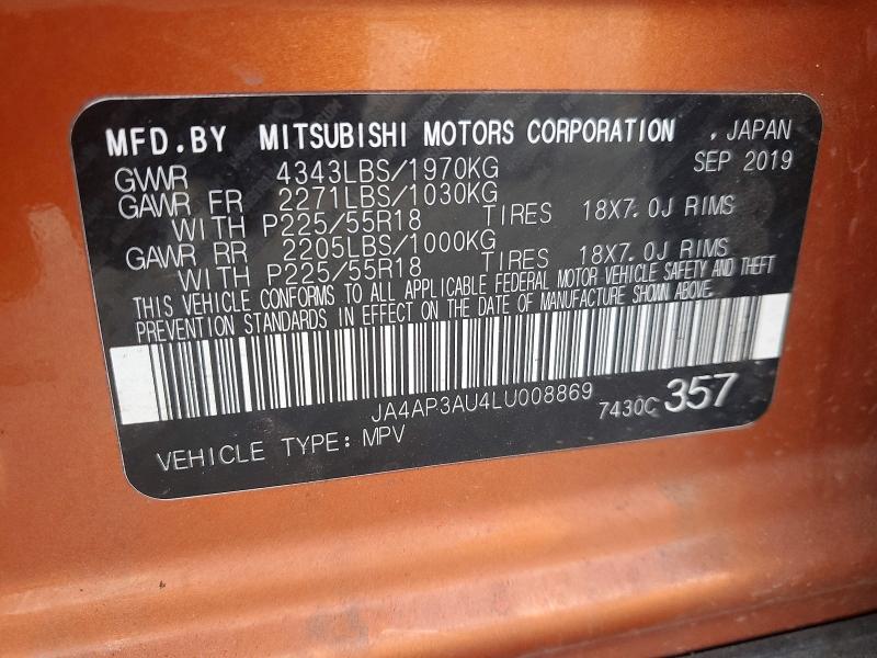 Продаж на аукціоні авто 2020 Mitsubishi Outlander Sport, vin: JA4AP3AU4LU008869, номер лоту: 76968745