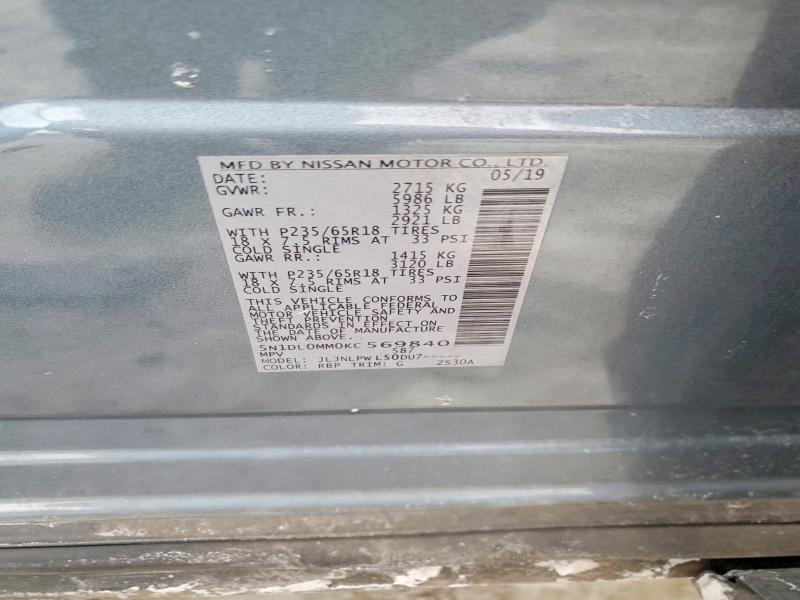 76937215 :رقم المزاد ، 5N1DL0MM0KC569840 vin ، 2019 Infiniti Qx60 مزاد بيع