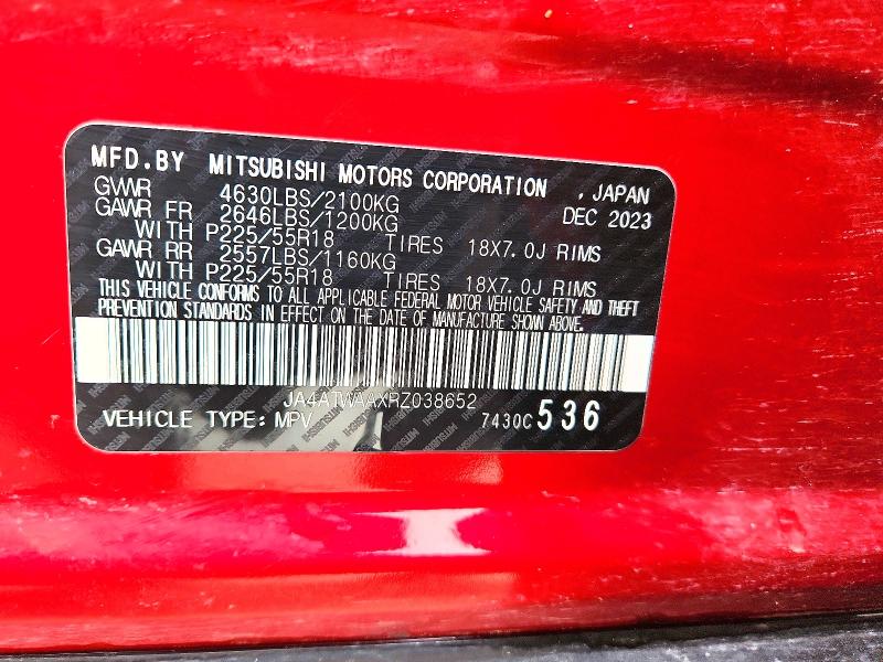 Aukcja sprzedaży 2024 Mitsubishi Eclipse Cross, vin: JA4ATWAAXRZ038652, numer aukcji: 78481485