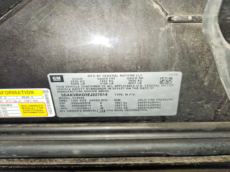 76179405 :رقم المزاد ، 5GAKVBKD3EJ227014 vin ، 2014 Buick Enclave مزاد بيع