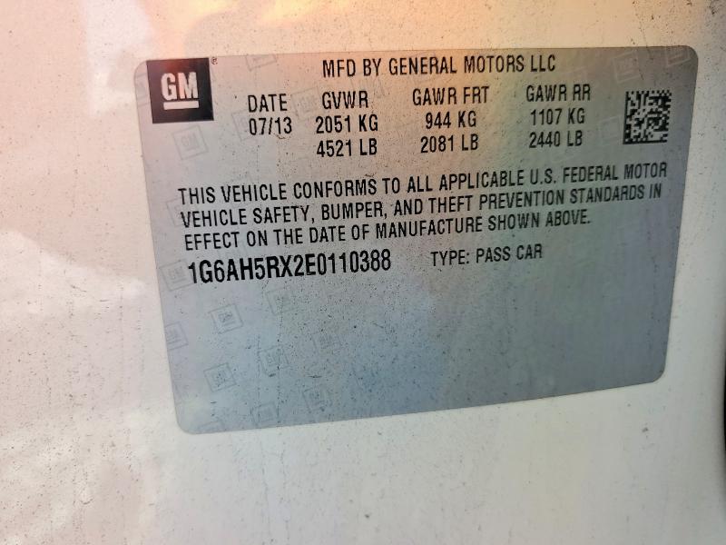 Aukcja sprzedaży 2014 Cadillac Ats, vin: 1G6AH5RX2E0110388, numer aukcji: 77856405