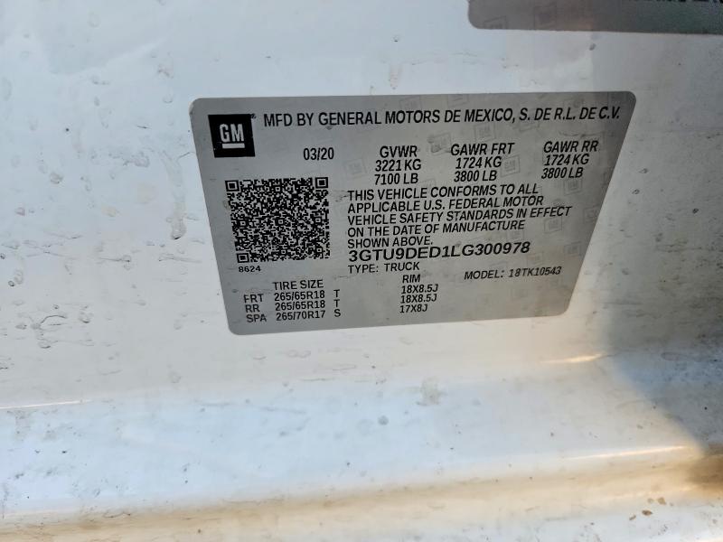 77108685 :رقم المزاد ، 3GTU9DED1LG300978 vin ، 2020 Gmc Sierra مزاد بيع