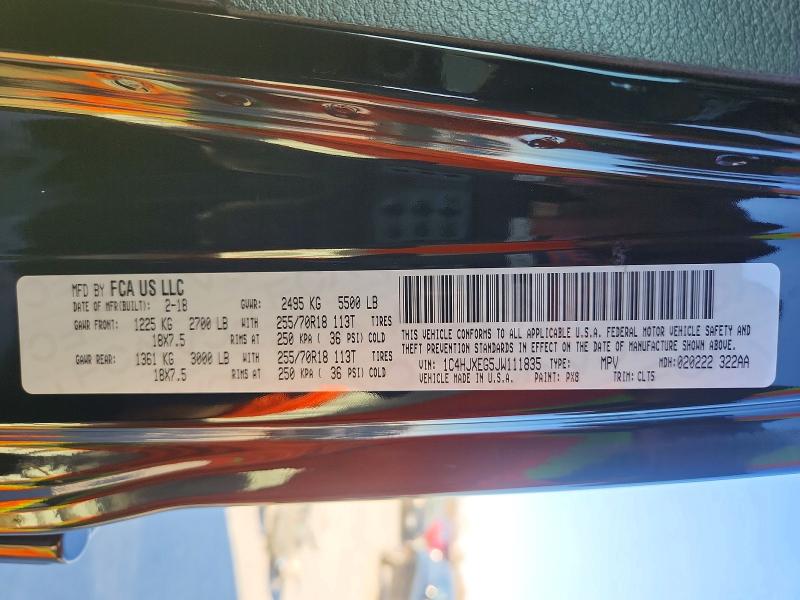 Auction sale of the 2018 Jeep Wrangler Unlimited, vin: 1C4HJXEG5JW111835, lot number: 78799305