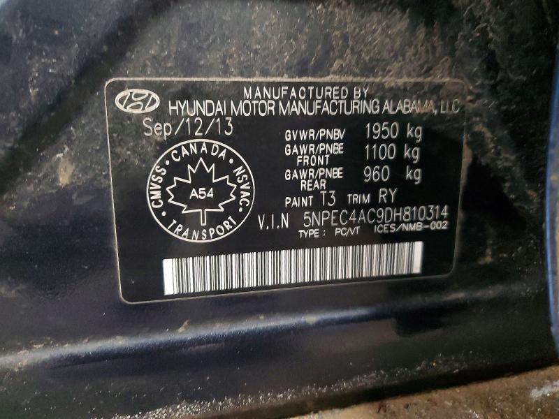 Продажа на аукционе авто 2013 Hyundai Sonata Se, vin: 5NPEC4AC9DH810314, номер лота: 76338135