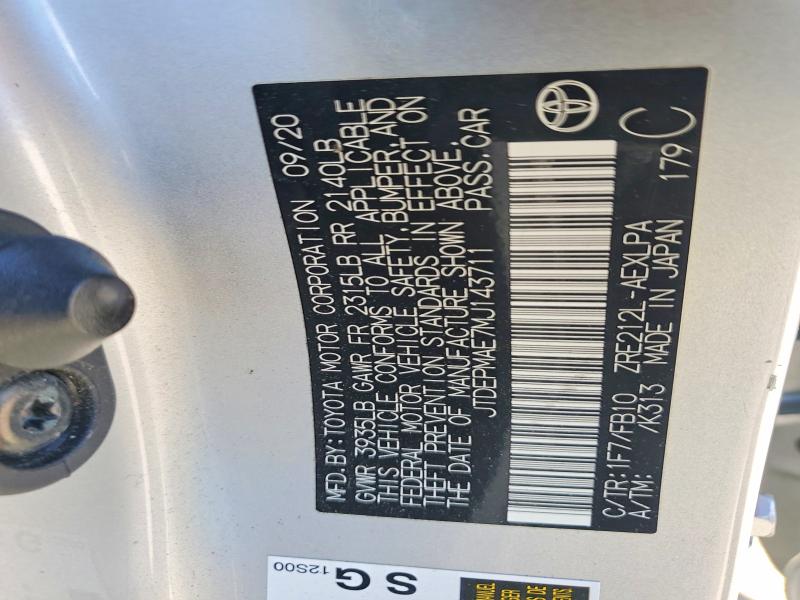 77884155 :رقم المزاد ، JTDEPMAE7MJ143711 vin ، 2021 Toyota Corolla مزاد بيع