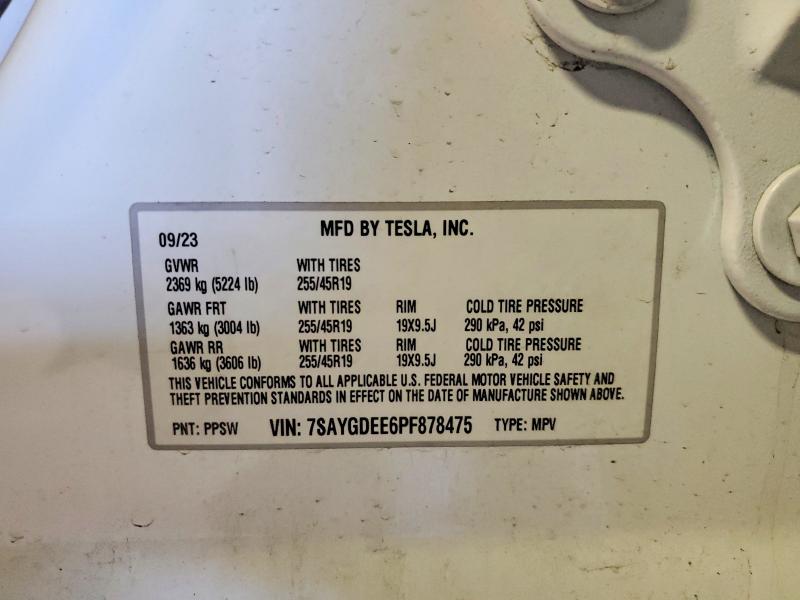 Продаж на аукціоні авто 2023 Tesla Model Y, vin: 7SAYGDEE6PF878475, номер лоту: 75680025