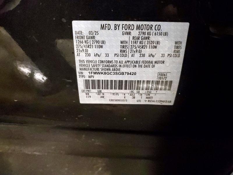 Auction sale of the 2025 Ford Explorer, vin: 1FMWK8GC3SGB79420, lot number: 76359855