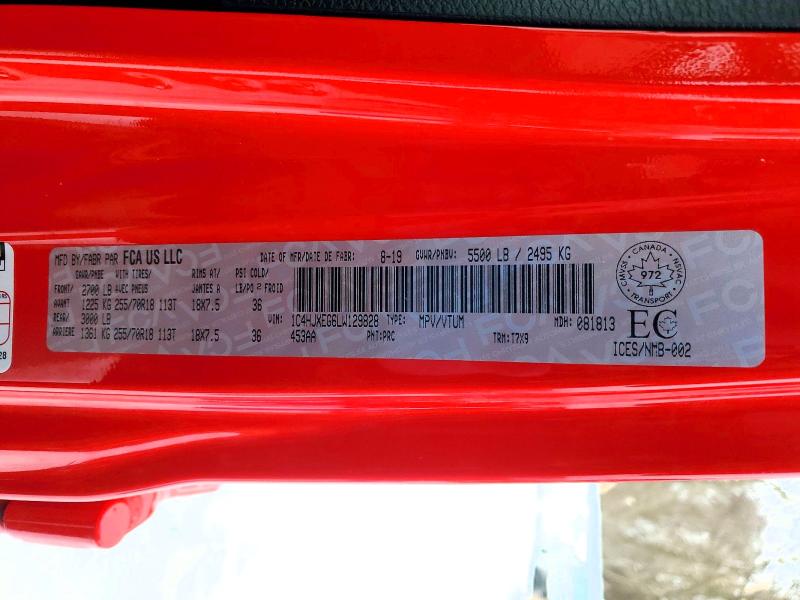 Auction sale of the 2020 Jeep Wrangler Unlimited, vin: 1C4HJXEG6LW129828, lot number: 77003345