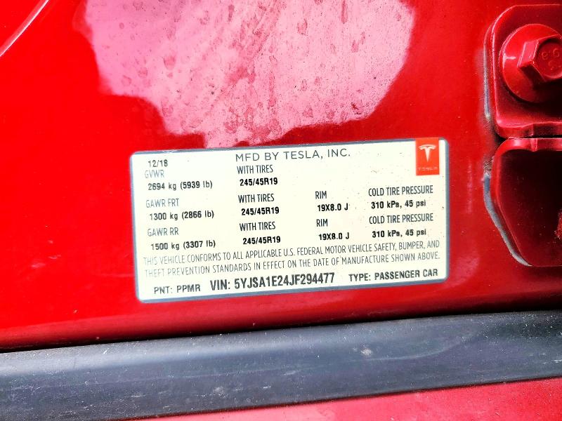 Aukcja sprzedaży 2018 Tesla Model S, vin: 5YJSA1E24JF294477, numer aukcji: 78039355
