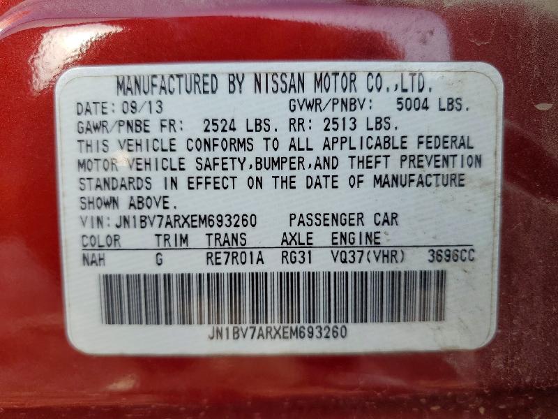 Aukcja sprzedaży 2014 Infiniti Q50, vin: JN1BV7ARXEM693260, numer aukcji: 77857725