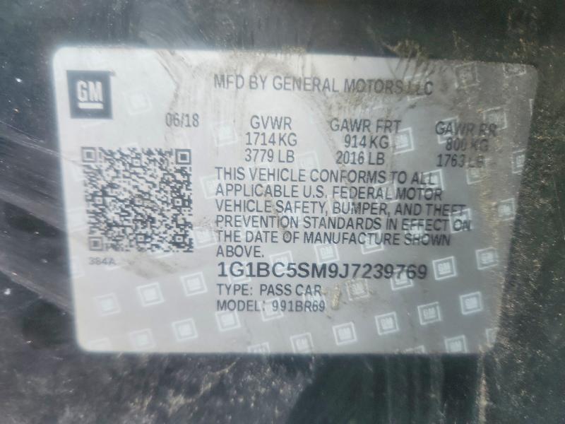 2018 Chevrolet Cruze მანქანა იყიდება აუქციონზე, vin: 1G1BC5SM9J7239769, აუქციონის ნომერი: 76714595