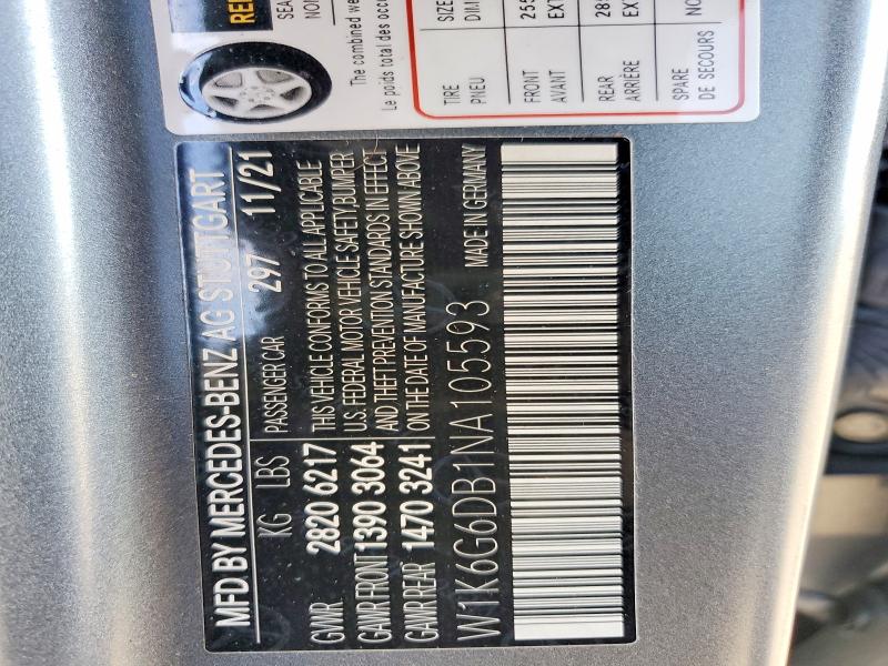 Aukcja sprzedaży 2022 Mercedes-benz S, vin: W1K6G6DB1NA105593, numer aukcji: 78717765