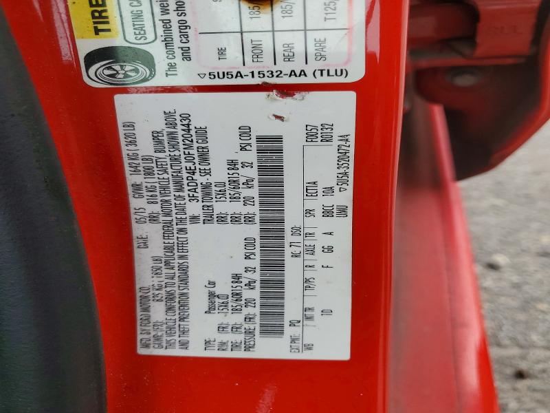 2015 Ford Fiesta მანქანა იყიდება აუქციონზე, vin: 3FADP4EJ0FM204430, აუქციონის ნომერი: 79094105