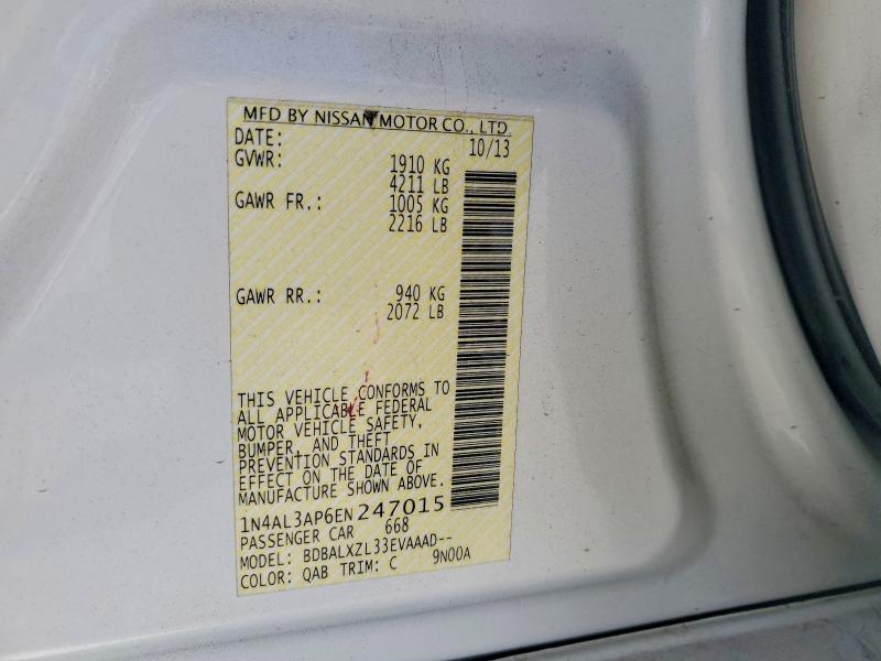 2014 Nissan Altima მანქანა იყიდება აუქციონზე, vin: 1N4AL3AP6EN247015, აუქციონის ნომერი: 79195855