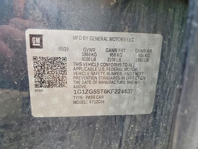 Продажа на аукционе авто 2019 Chevrolet Malibu, vin: 1G1ZG5ST6KF224437, номер лота: 76029645