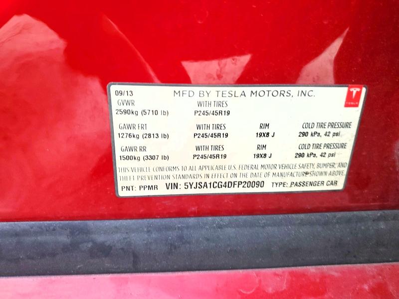 Aukcja sprzedaży 2013 Tesla Model S, vin: 5YJSA1CG4DFP20090, numer aukcji: 77389005